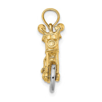 Load image into Gallery viewer, 14k Two-tone 3-D Moveable Motorcycle Charm
