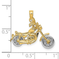 Load image into Gallery viewer, 14k Two-tone 3-D Moveable Motorcycle Charm
