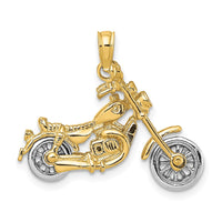 Load image into Gallery viewer, 14k Two-tone 3-D Moveable Motorcycle Charm
