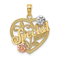 Load image into Gallery viewer, 14k Two-tone w/ White Rhodium SPECIAL  On Heart w/ Flower Charm
