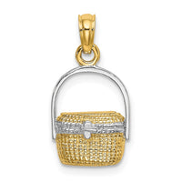 Load image into Gallery viewer, 14K W/ Rhodium 2-D Nantucket Basket Charm
