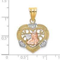 Load image into Gallery viewer, 14K Two-tone w/White Rhodium Angel In Heart Charm
