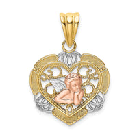 Load image into Gallery viewer, 14K Two-tone w/White Rhodium Angel In Heart Charm
