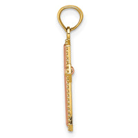 Load image into Gallery viewer, 14K Two-tone w/ Beaded Trim Cross Charm
