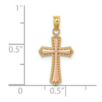 Load image into Gallery viewer, 14K Two-tone w/ Beaded Trim Cross Charm
