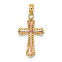 Load image into Gallery viewer, 14K Two-tone w/ Beaded Trim Cross Charm
