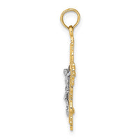 Load image into Gallery viewer, 14K W/ Rhodium Textured Lace Trim Crucifix Charm

