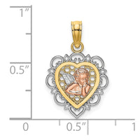 Load image into Gallery viewer, 14K Two-tone w/White Rhodium Small Angel In Heart Charm

