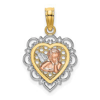 Load image into Gallery viewer, 14K Two-tone w/White Rhodium Small Angel In Heart Charm
