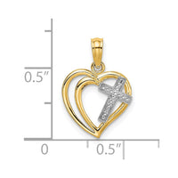 Load image into Gallery viewer, 14K W/ Rhodium Cross In Heart Charm
