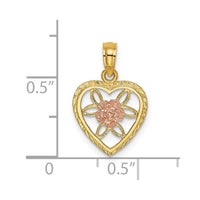 Load image into Gallery viewer, 14k Two-Tone Heart w/ Flower Inside Charm
