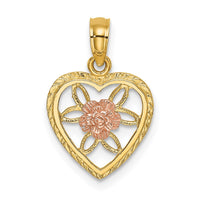 Load image into Gallery viewer, 14k Two-Tone Heart w/ Flower Inside Charm
