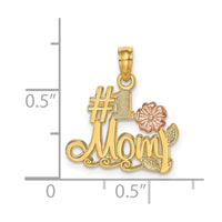 Load image into Gallery viewer, 14k Two-Tone #1 MOM Script w/ Flower Charm
