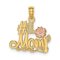 Load image into Gallery viewer, 14k Two-Tone #1 MOM Script w/ Flower Charm
