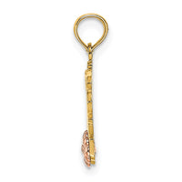 Load image into Gallery viewer, 14k Two-Tone MOM Script w/ Flower Charm
