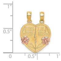 Load image into Gallery viewer, 14k Two-Tone BIG SIS-LIL SIS Break-apart Heart Charm
