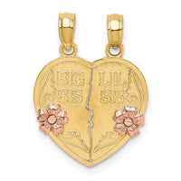 Load image into Gallery viewer, 14k Two-Tone BIG SIS-LIL SIS Break-apart Heart Charm
