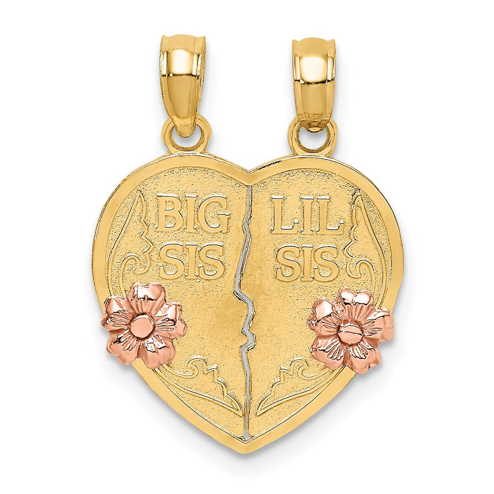 14k Two-Tone BIG SIS-LIL SIS Break-apart Heart Charm