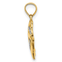 Load image into Gallery viewer, 14k w/ White Rhodium Textured Heart Charm
