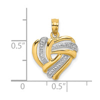 Load image into Gallery viewer, 14k w/ White Rhodium Textured Heart Charm

