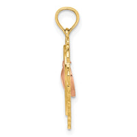 Load image into Gallery viewer, 14k Yellow and Rose Gold Polished Dangling Heart In Heart Charm
