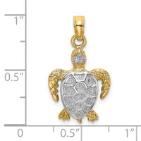 Load image into Gallery viewer, 14K with White Rhodium Swimming Sea Turtle Charm
