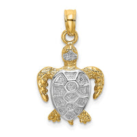 Load image into Gallery viewer, 14K with White Rhodium Swimming Sea Turtle Charm
