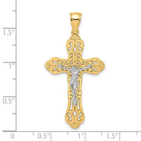 Load image into Gallery viewer, 14K Two-tone Crucifix W/ Scrolled Tips Charm
