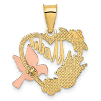 Load image into Gallery viewer, 14k Two-tone w/White Rhodium MADRE Heart w/Doves Charm
