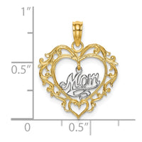 Load image into Gallery viewer, 14k Two-tone MOM Inside Heart Charm
