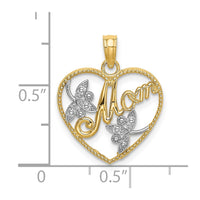Load image into Gallery viewer, 14k w/ Rhodium Textured Heart w/ MOM Charm
