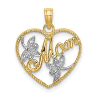 Load image into Gallery viewer, 14k w/ Rhodium Textured Heart w/ MOM Charm
