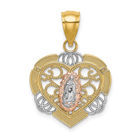 Load image into Gallery viewer, 14KTwo-tone w/White Rhodium Guadalupe In Heart Charm
