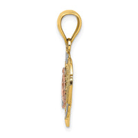Load image into Gallery viewer, 14K Two-tone w/White Rhod Praying Hands and Cross Heart Charm
