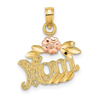 Load image into Gallery viewer, 14k Two-Tone Textured Scroll w/ Flower MOM Charm
