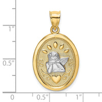 Load image into Gallery viewer, 14K w/Rhodium Oval Cherub W/ Heart Charm
