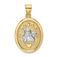 Load image into Gallery viewer, 14K w/Rhodium Oval Cherub W/ Heart Charm
