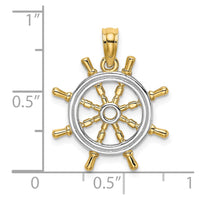 Load image into Gallery viewer, 14K w/Rhodium Ships Wheel Pendant
