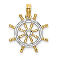 Load image into Gallery viewer, 14K w/Rhodium Ships Wheel Pendant
