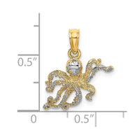 Load image into Gallery viewer, 14K W/ Rhodium Textured Octopus Charm
