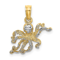 Load image into Gallery viewer, 14K W/ Rhodium Textured Octopus Charm
