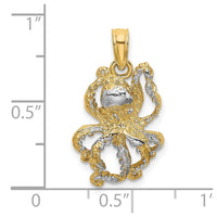Load image into Gallery viewer, 14K with White Rhodium Textured Octopus Charm
