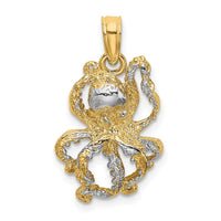 Load image into Gallery viewer, 14K with White Rhodium Textured Octopus Charm
