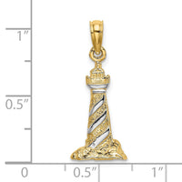 Load image into Gallery viewer, 14K W/Rhodium 3-D Lighthouse Charm
