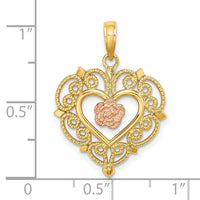Load image into Gallery viewer, 14k Rose and Yellow Gold Flower and Heart Charm

