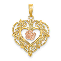 Load image into Gallery viewer, 14k Rose and Yellow Gold Flower and Heart Charm
