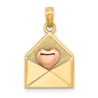 Load image into Gallery viewer, 14k Rose and Yellow Gold 3-D XOXO Envelope Heart Charm
