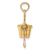 Load image into Gallery viewer, 14K Rose and Yellow Gold 3-D Beach Bucket and Shovel Charm
