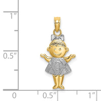 Load image into Gallery viewer, 14K Textured w/Rhodium Girl Charm
