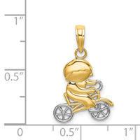 Load image into Gallery viewer, 14k w/Rhodium Little Boy On Bicycle Charm
